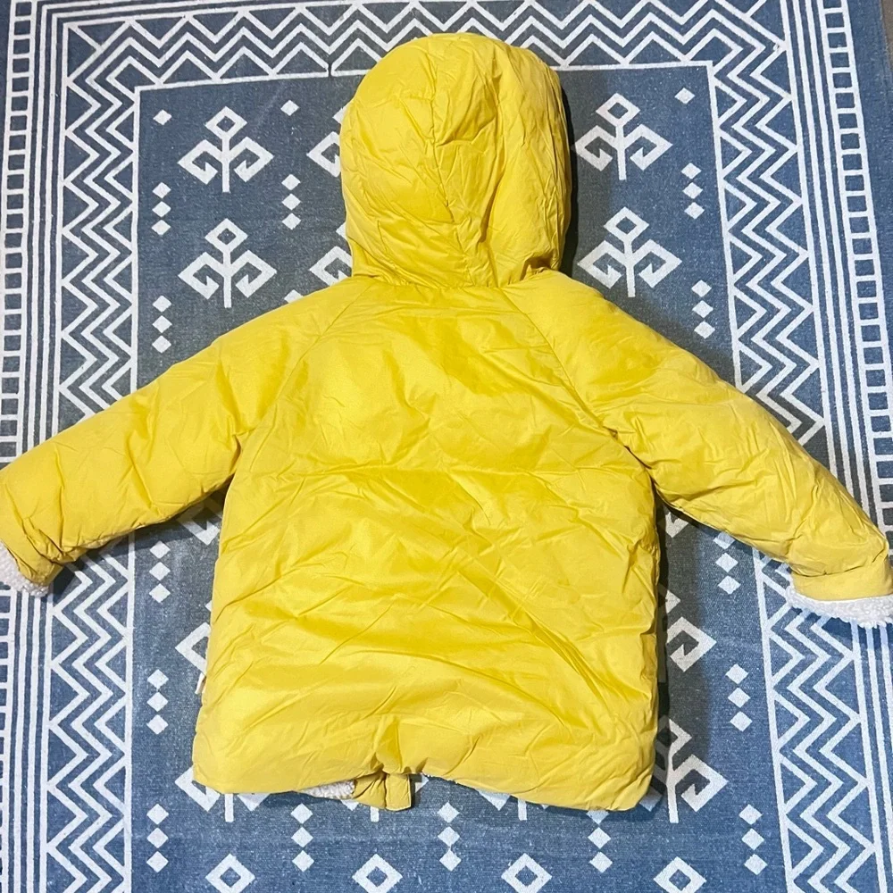 Zara kids Yellow Hooded Puffer Jacket unisex 2-3T
